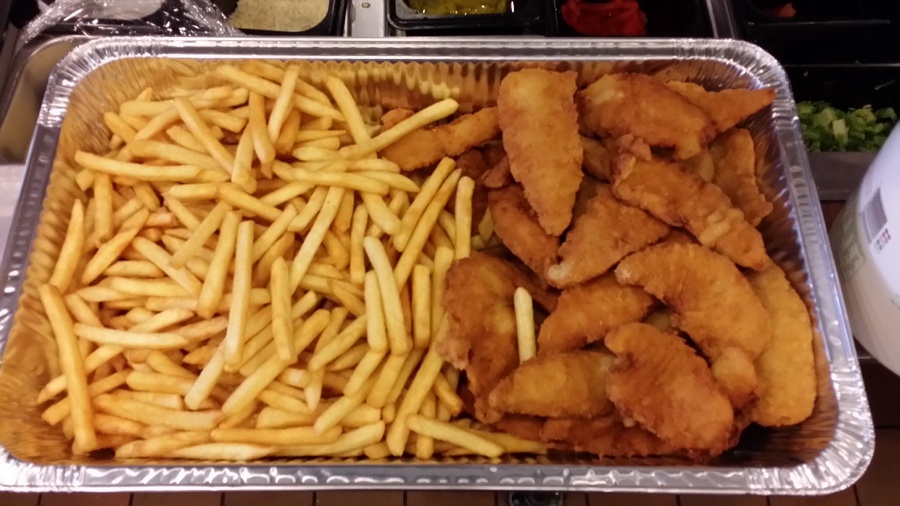 Chicken tenders and fries tray
